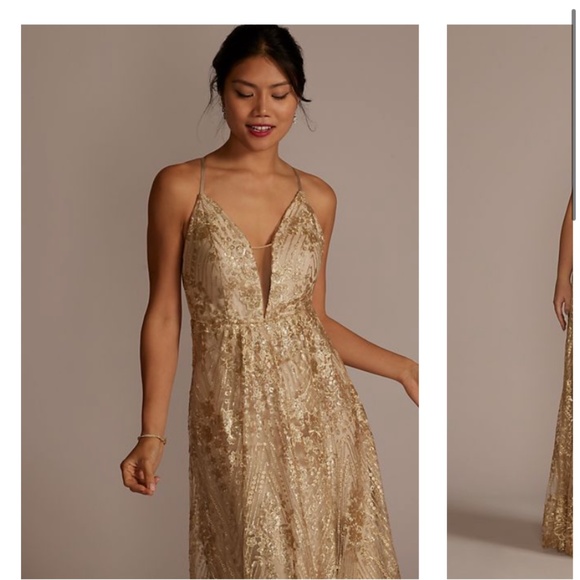 David's Bridal Dresses Gold Dress Poshmark